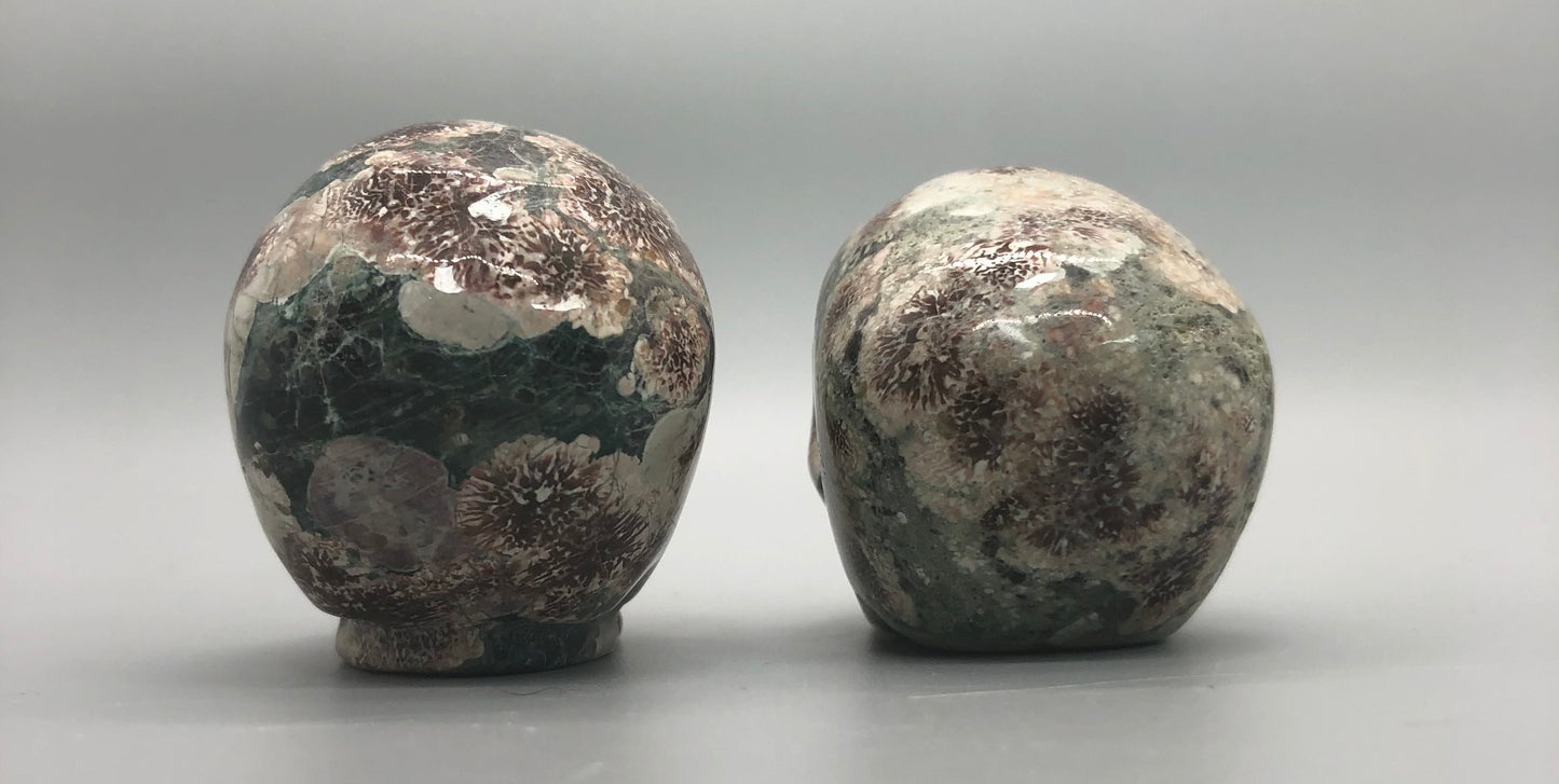 Green Flower Agate Crystal Skull