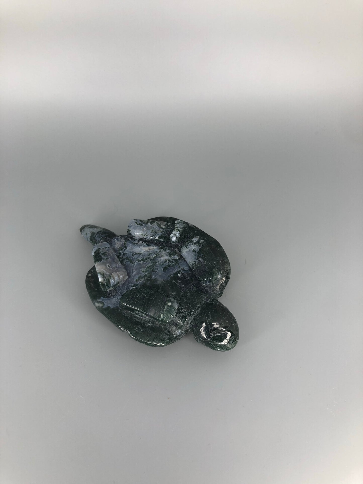 Moss Agate Turtle Carving