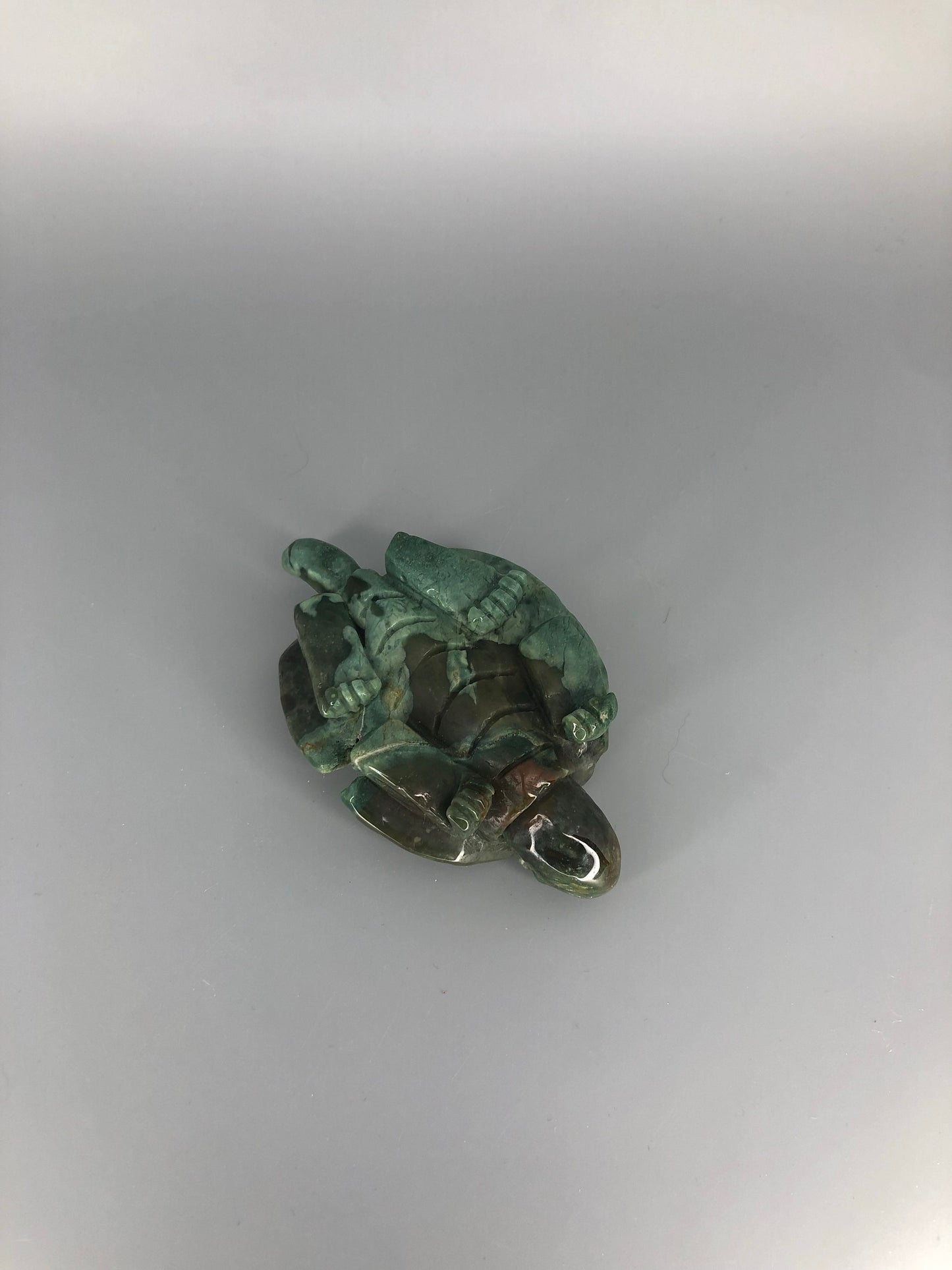 Moss Agate Turtle Carving