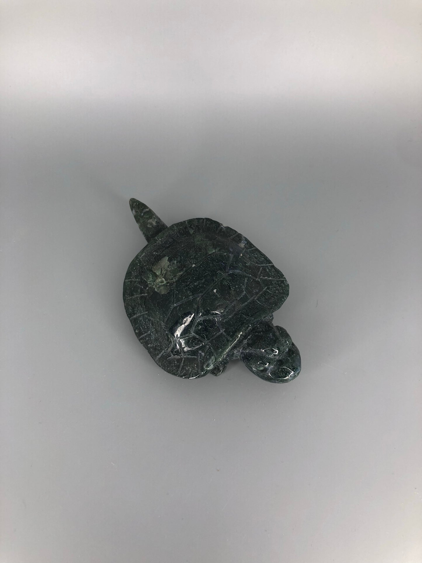 Moss Agate Turtle Carving