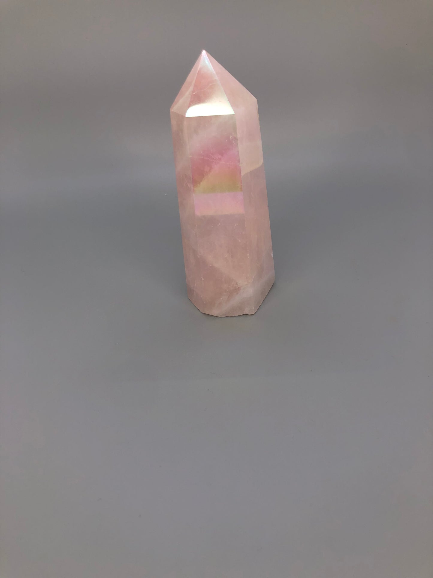Aura Coated Rose Quartz Towers