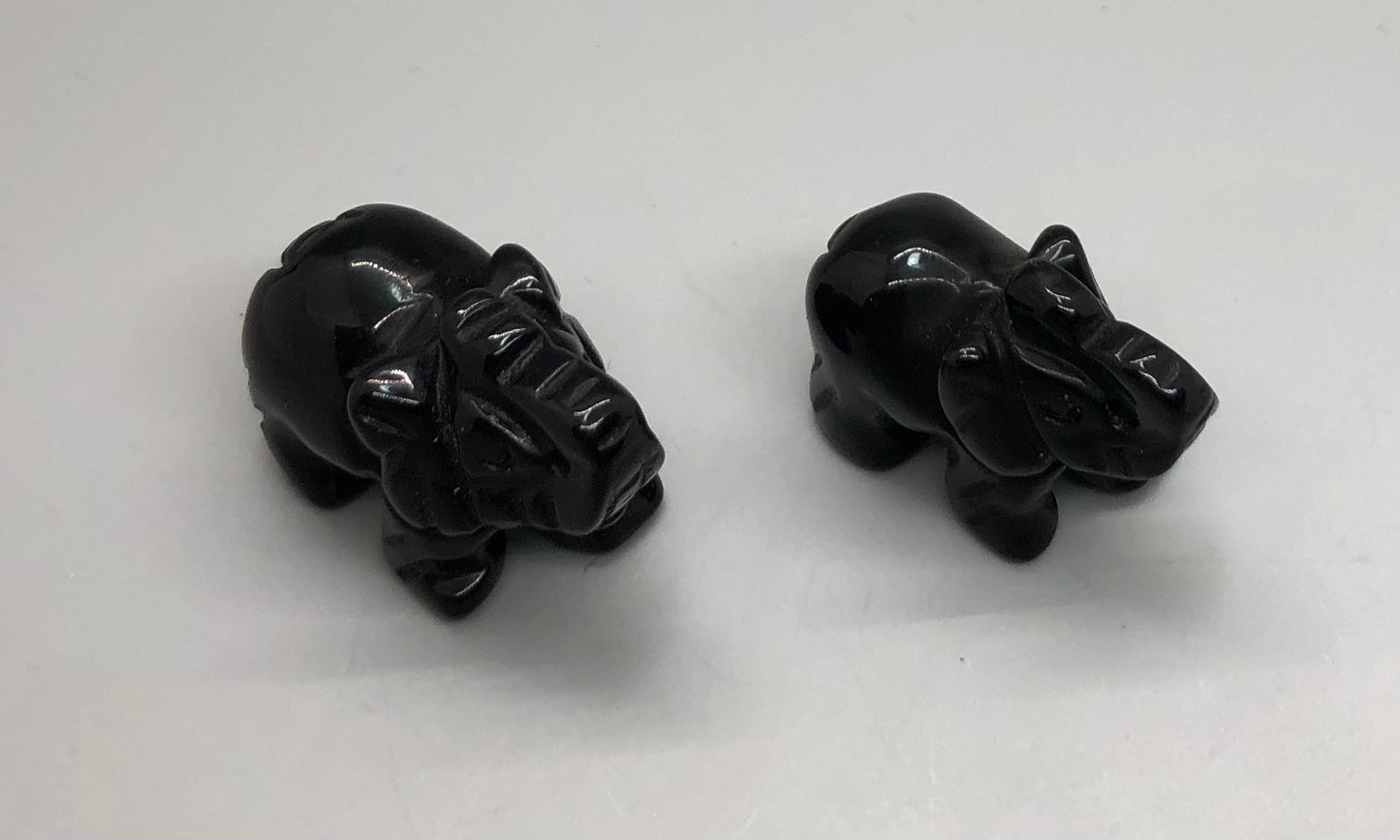 Small Black Obsidian Elephant