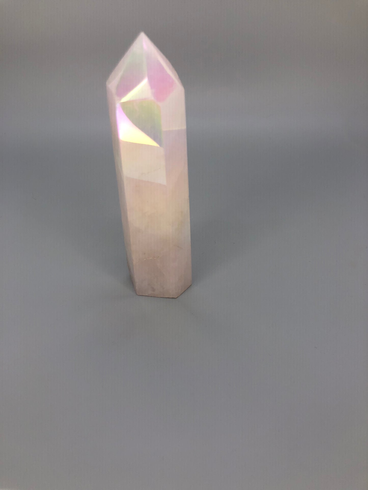Aura Coated Rose Quartz Towers