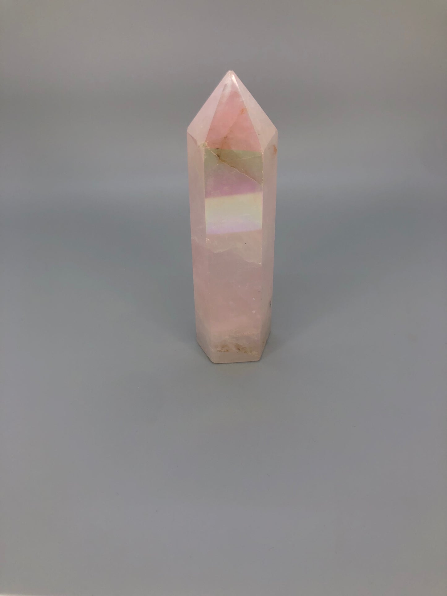 Aura Coated Rose Quartz Towers