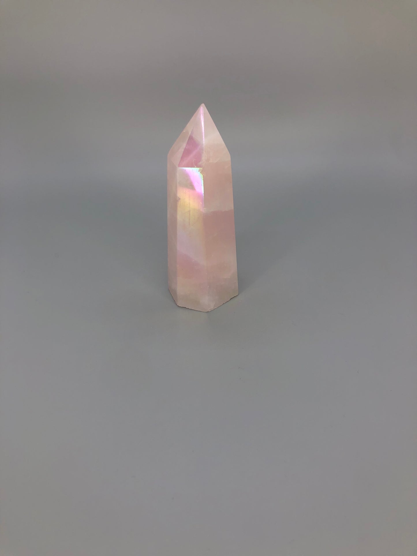 Aura Coated Rose Quartz Towers