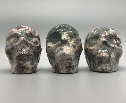 Green Flower Agate Crystal Skull
