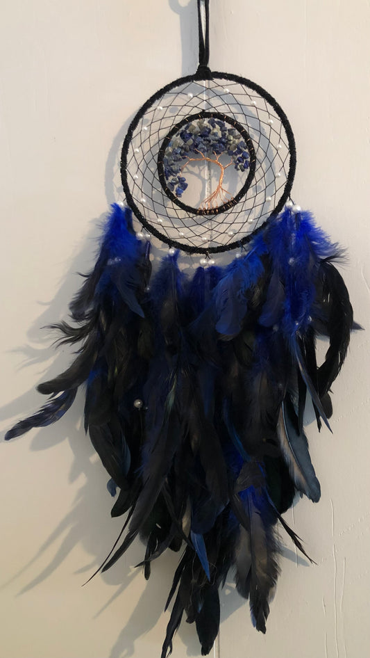 Black and Blue Tree of Life Dream Catcher