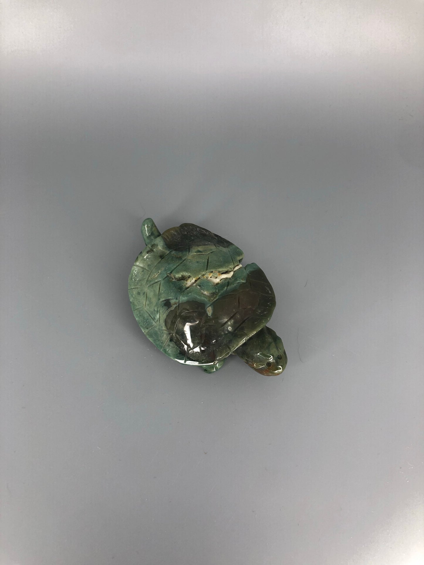 Moss Agate Turtle Carving