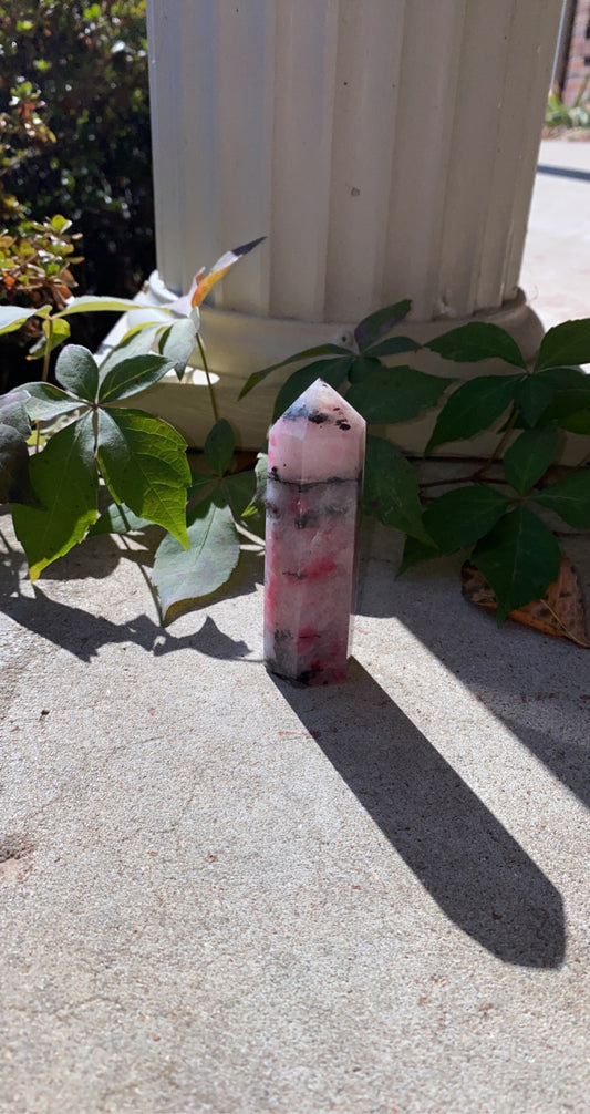 Rhodonite in Quartz Tower