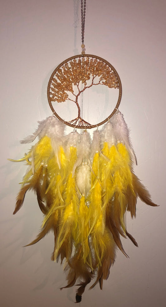 Yellow Tree of Life Dream Catcher
