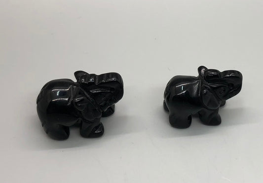 Small Black Obsidian Elephant